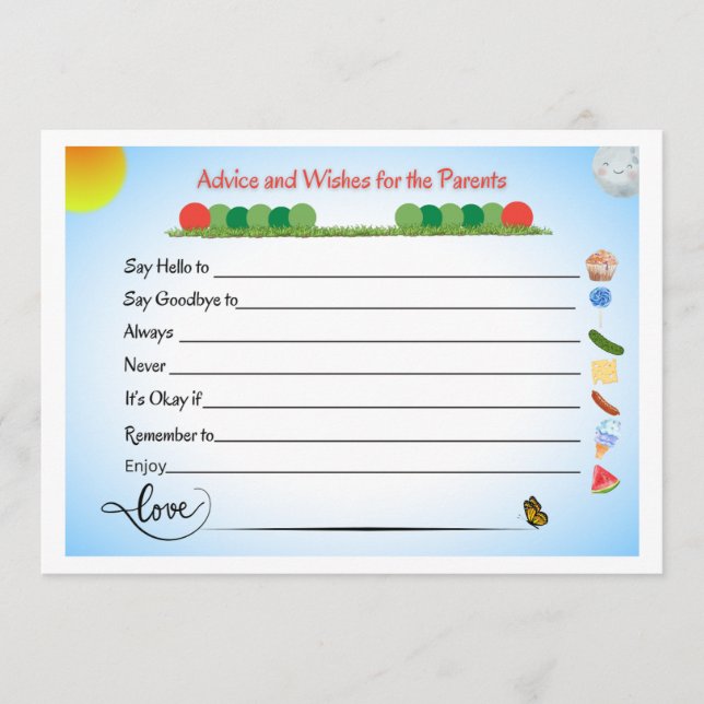 Tarjeta de asesoramiento parental para Baby Shower (Anverso)