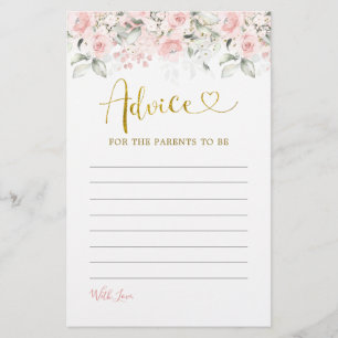 Tarjeta de asesoramiento Rubor Pink Floral Baby Sh