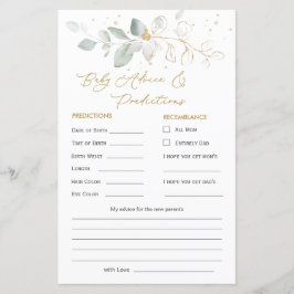 Tarjeta de asesoramiento y predicción para bebé de