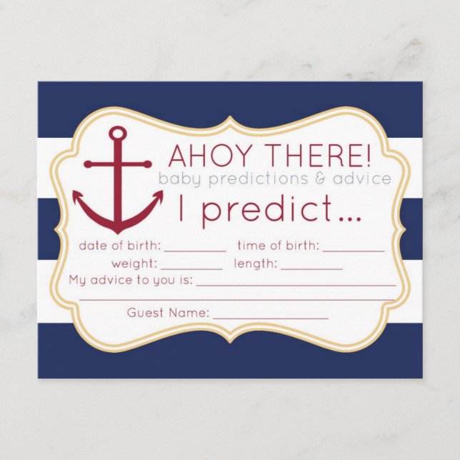 Tarjeta de asesoramiento y predicciones de Baby Sh (Anverso)
