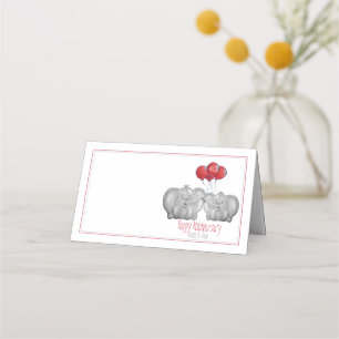 Tarjeta De Asiento 40.º elefante del aniversario del boda de rubí per