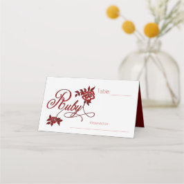 Tarjeta De Asiento 40.º Fiesta de Ruby Aniversario con rosas blancas