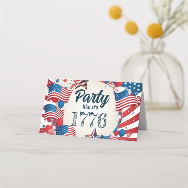 Tarjeta De Asiento 4 de julio Fiesta (Anverso)