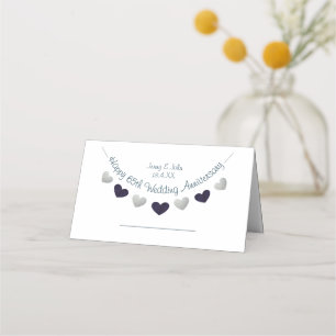 Tarjeta De Asiento 65.º bunting del boda de zafiro