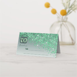 Tarjeta De Asiento 70.º Purpurina Verde del partido de cumpleaños