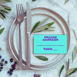 Tarjeta De Asiento 90 púrpura sobre Boda Verde azulado