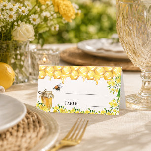 Tarjeta De Asiento Abejas panal de abeja flores amarillas fiesta de j