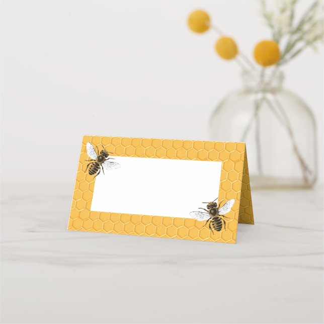 Tarjeta De Asiento Abejas y abejas amarillas (Reverso)