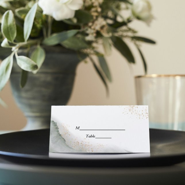 Tarjeta De Asiento Abstracto Acuarela Green Bruskes & Gold (Subido por el creador)