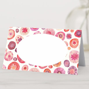 Tarjeta De Asiento Abstracto Patrón floral de acuarela rosa