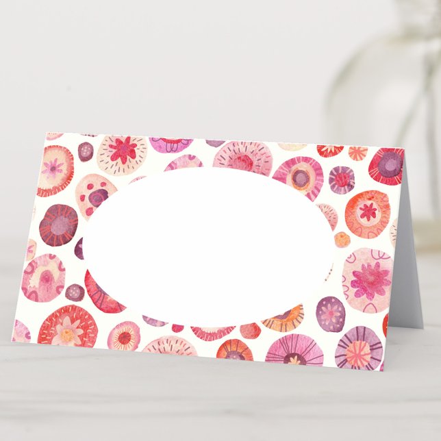 Tarjeta De Asiento Abstracto Patrón floral de acuarela rosa (Pink abstract floral pattern place name card)