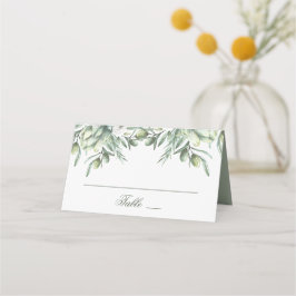 Tarjeta De Asiento Aceitunas acuarela. Boda italiana en jardín de ver