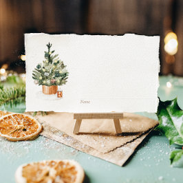 Tarjeta De Asiento Acogedora fiesta navideña en invierno