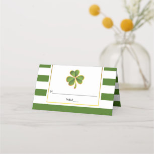 Tarjeta De Asiento Acompañante plegado boda irlandés con franjas verd