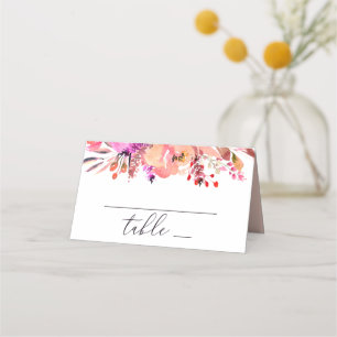 Tarjeta De Asiento Acuarela boda floral otoño melocotón rosa brillant
