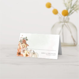 Tarjeta De Asiento Acuarela Caída Calabaza Floral Nombres Boda de fec