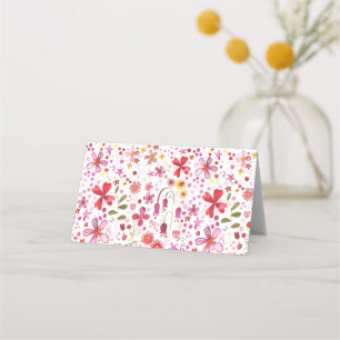 Tarjeta De Asiento Acuarela de flores silvestres