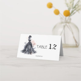 Tarjeta De Asiento acuarela gótica floral boda negro