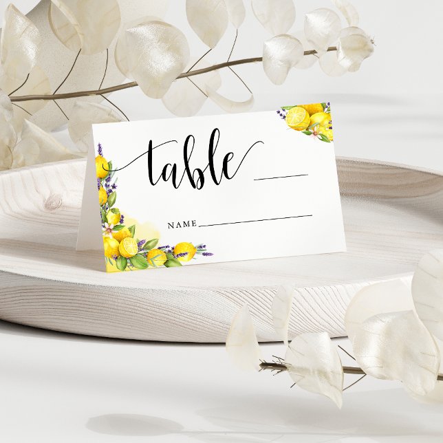 Tarjeta De Asiento Acuarela Lavanda Lavanda Boho Número de Tabla Avis (Watercolor Lemon Lavender Boho Table Number Advice Place Card)
