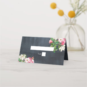 Tarjeta De Asiento Acuarela Magnolia Flores Boda Blanco Negro