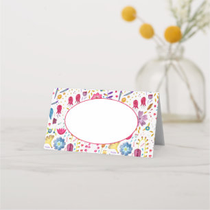 Tarjeta De Asiento Acuarela moderna Floral Púrpura Rosa