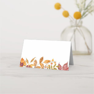 Tarjeta De Asiento Acuarela Saltos de Otoño Saltos de Boda Caída Asie