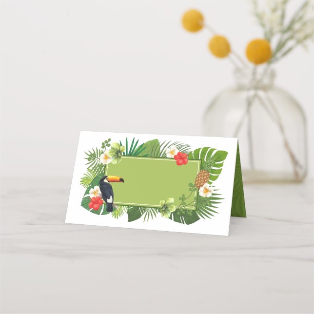 Tarjeta De Asiento Acuarela Tropical con Toucan Green ID577 (Anverso)