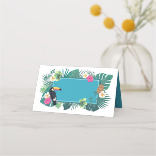 Tarjeta De Asiento Acuarela Tropical con Toucan Verde azulada ID577