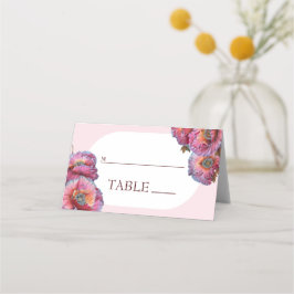 Tarjeta De Asiento Adormidera en flor | Elegante Watercolor Floral Ta