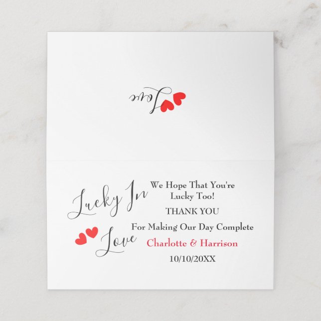 Tarjeta De Asiento Afortunado En El Amor Lottery Ticket Holder (Exterior desplegado)