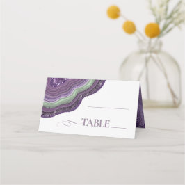 Tarjeta De Asiento Agate Geode Purpurina Boda de tabla Violet ID647