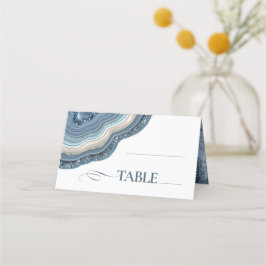 Tarjeta De Asiento Agate Geode Purpurina Boda Tabla Dusty Blue ID647