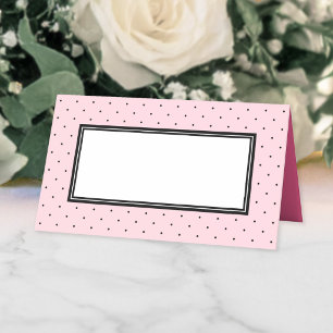 Tarjeta De Asiento Agrega tu texto Moderno de lunares rosados y negro