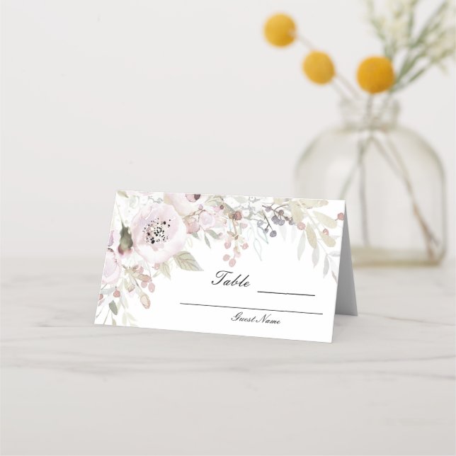 Tarjeta De Asiento Agua rosa suave mesa Boda floral elegante (Reverso)