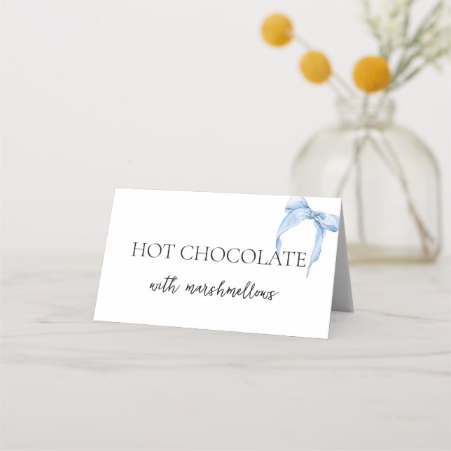Tarjeta De Asiento Algo Blue Bridal Shower Dusty Bow Buffet (Anverso)