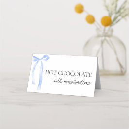 Tarjeta De Asiento Algo de Blue Bridal Shower Coquette Bow Buffet
