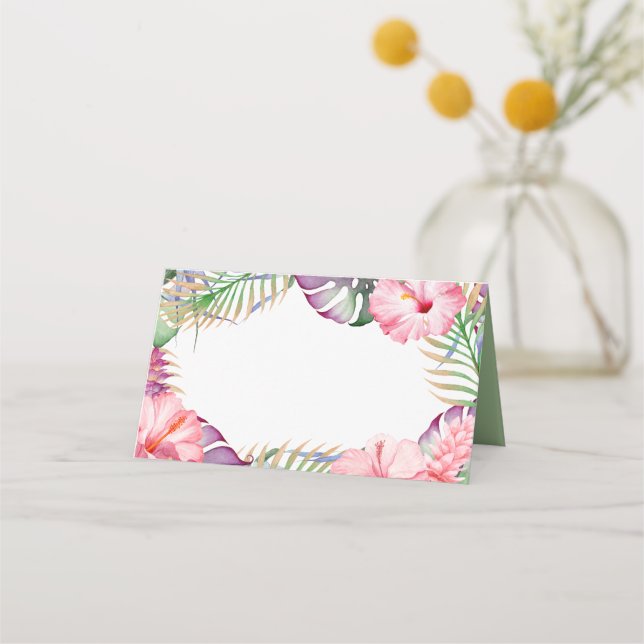 Tarjeta De Asiento Aloha Watercolor Tropical Floral Luau (Anverso)
