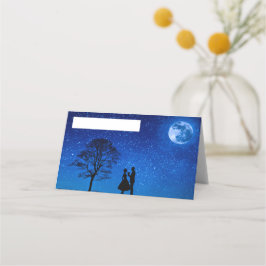 Tarjeta De Asiento Amantes bajo una luna llena    