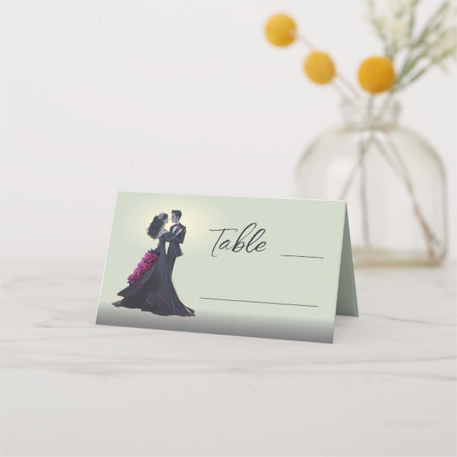 Tarjeta De Asiento Amantes góticos románticos elegantes mínimos (Anverso)