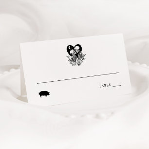 Tarjeta De Asiento Amantes Hasta La Muerte Esqueletos Coloca Carne De