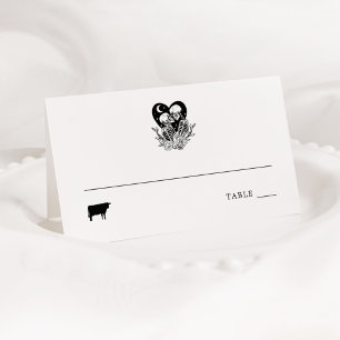 Tarjeta De Asiento Amantes Hasta La Muerte Esqueletos Coloca Carne De