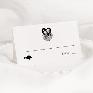 Tarjeta De Asiento Amantes Hasta La Muerte Esqueletos Colocar Peces D