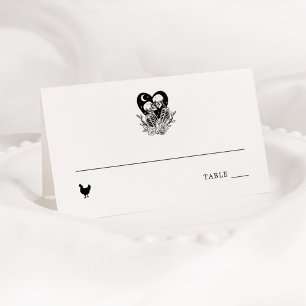 Tarjeta De Asiento Amantes hasta la muerte Esqueletos y Rosas deposit