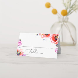 Tarjeta De Asiento Amapolas rojas flores. Boda floral acuarela