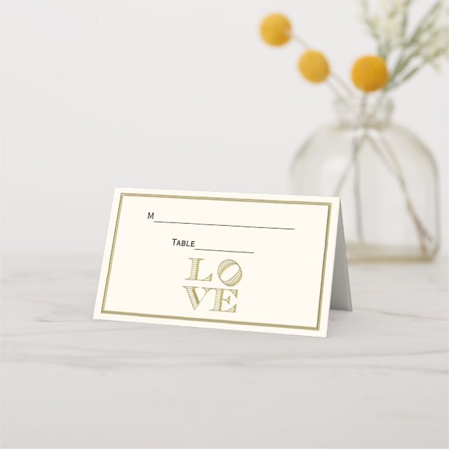 Tarjeta De Asiento AMAR Texto gráfico - Faux Gold Ivory BG (Reverso)
