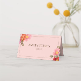 Tarjeta De Asiento Amaranto de Boda Acuarela Rosa Rubor