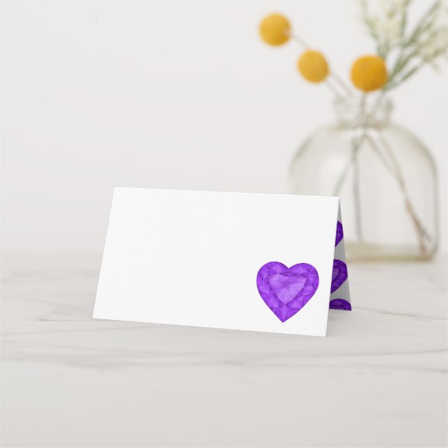 Tarjeta De Asiento Ametista acuarela invitada morado blanco (Anverso)