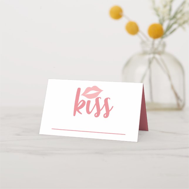 Tarjeta De Asiento Amor suave pintalabios rosados Kiss Boda ducha de  (Anverso)