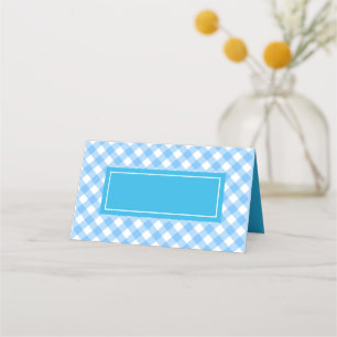 Tarjeta De Asiento Añadir el patrón de Gingham azul de bebé de texto