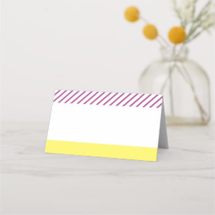Tarjeta De Asiento Añadir tu propio texto rayas amarillas y violetas